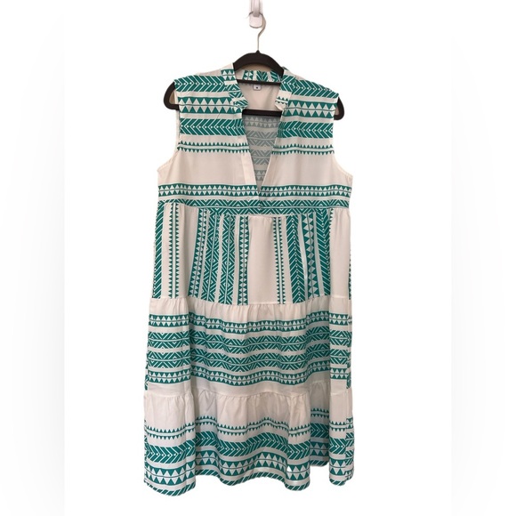 NWOT Sleeveless Turquoise and White Dress Size M - Picture 5 of 8